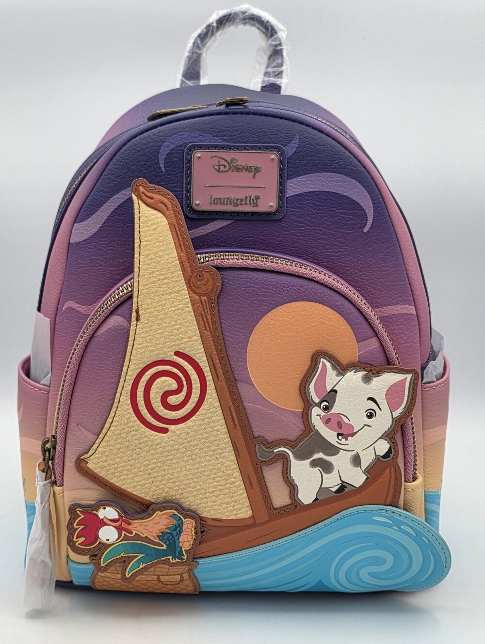 LOUNGEFLY DISNEY MOANA PUA & HEI HEI SUNSET BOAT MINI BACKPACK